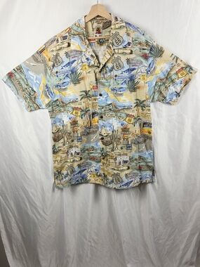 Max Boxxer Casual Camp Collar Route 66 Travel Print Short Sleeve Shirt Size XXL